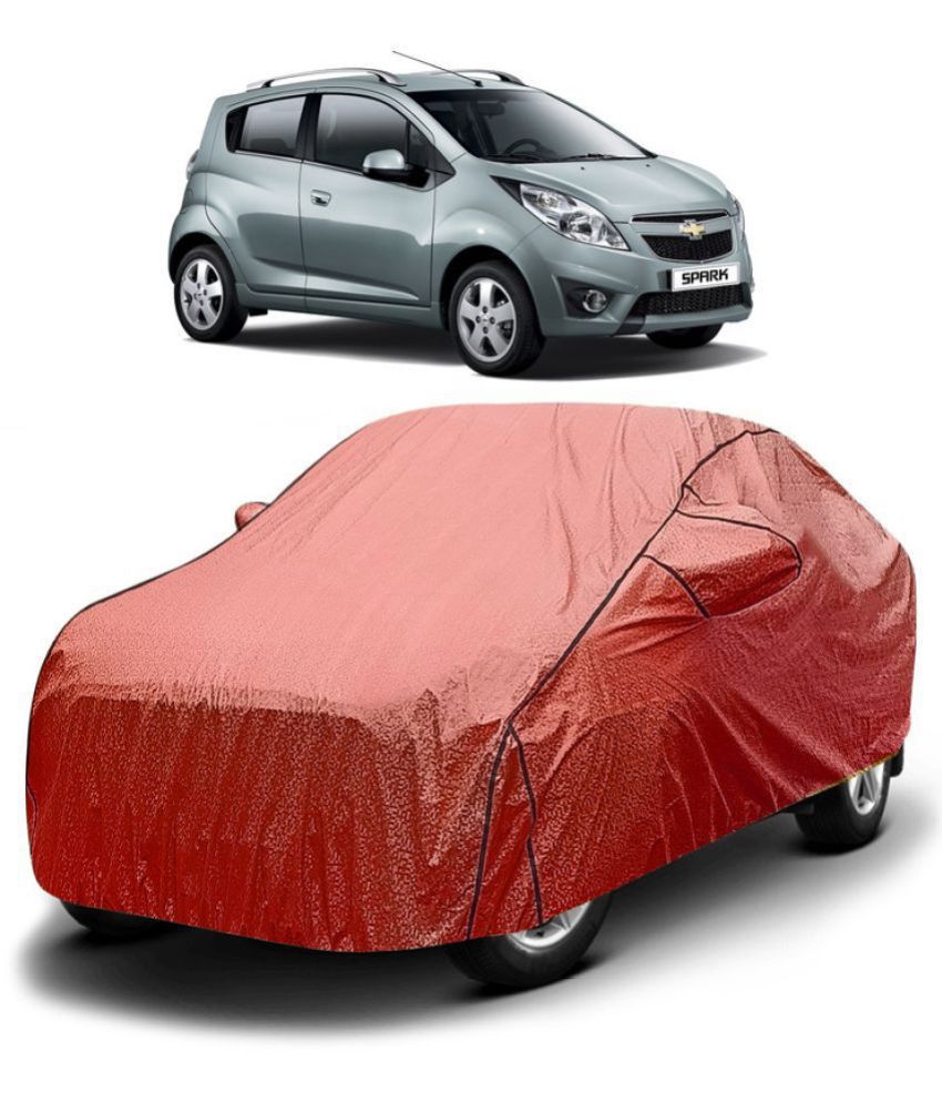     			GOLDKARTZ Car Body Cover for Chevrolet Spark With Mirror Pocket ( Pack of 1 ) , Red