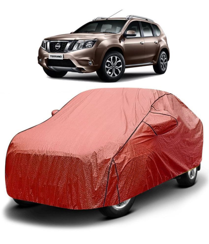     			GOLDKARTZ Car Body Cover for Nissan Terrano With Mirror Pocket ( Pack of 1 ) , Red