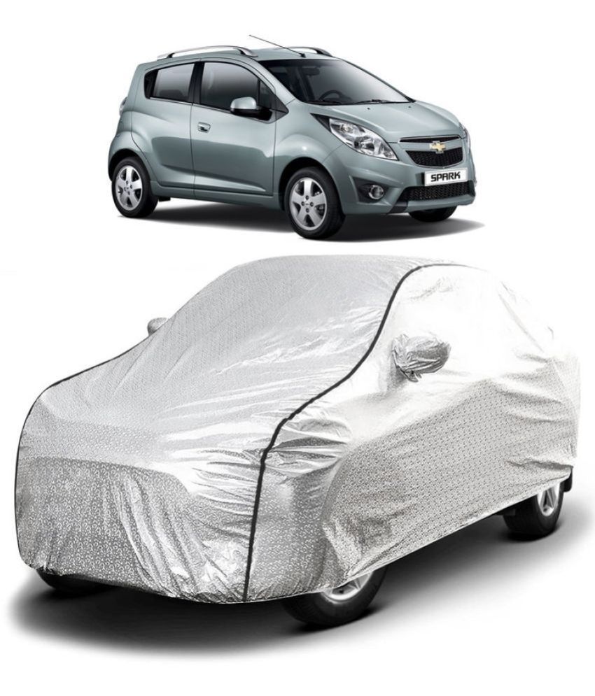     			GOLDKARTZ Car Body Cover for Chevrolet Spark With Mirror Pocket ( Pack of 1 ) , Silver