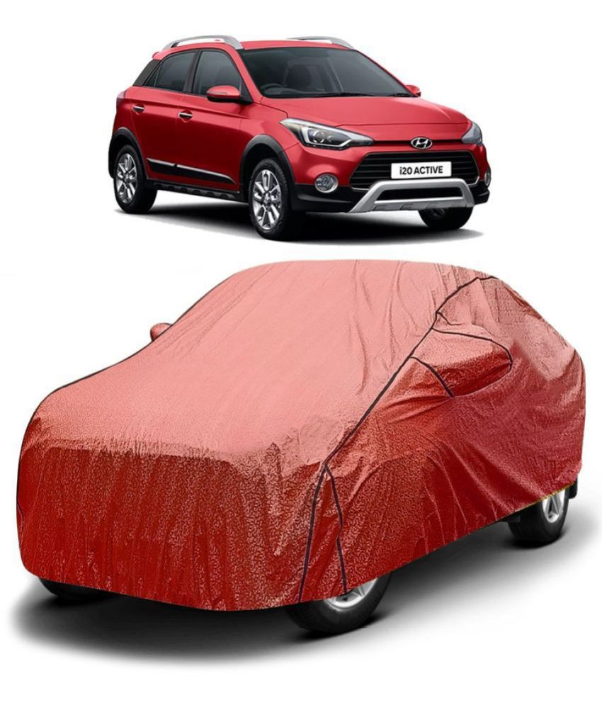     			GOLDKARTZ Car Body Cover for Hyundai i20 Active With Mirror Pocket ( Pack of 1 ) , Red