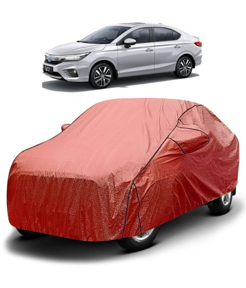     			GOLDKARTZ Car Body Cover for Honda City With Mirror Pocket ( Pack of 1 ) , Red