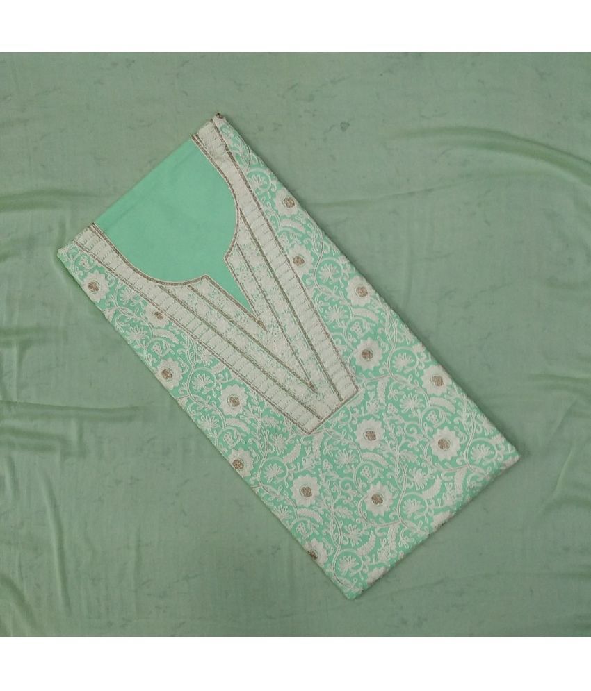     			KASHMIRI Unstitched Cotton Embroidered Dress Material - Green ( Pack of 1 )