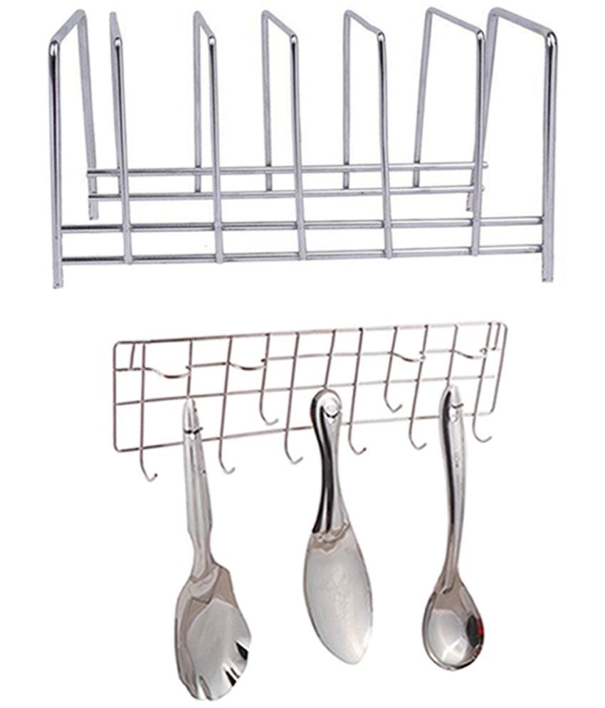     			OC9 Silver Stainless Steel Storage Racks ( Pack of 2 )