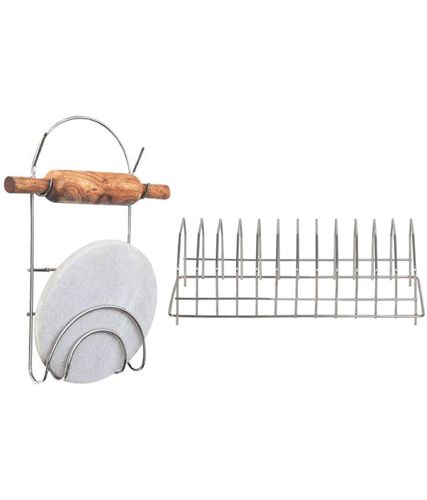     			OC9 Silver Stainless Steel Storage Racks ( Pack of 2 )