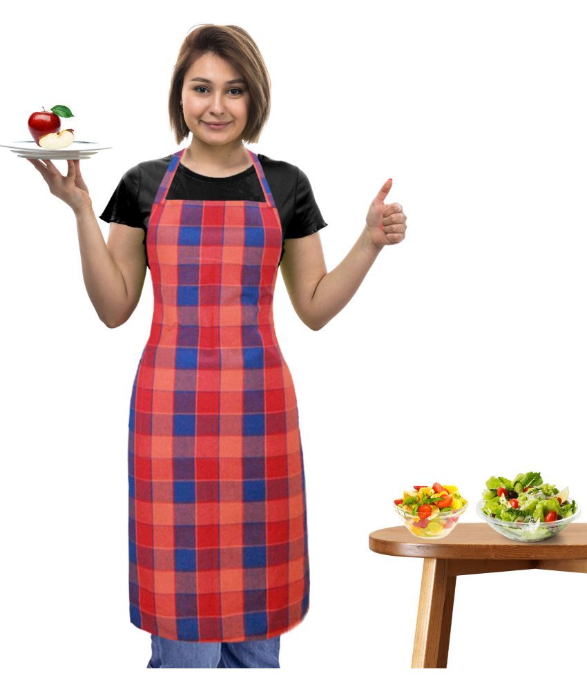     			Oasis Hometex Cotton Checks Kitchen Apron without Pocket ( Pack of 1 )