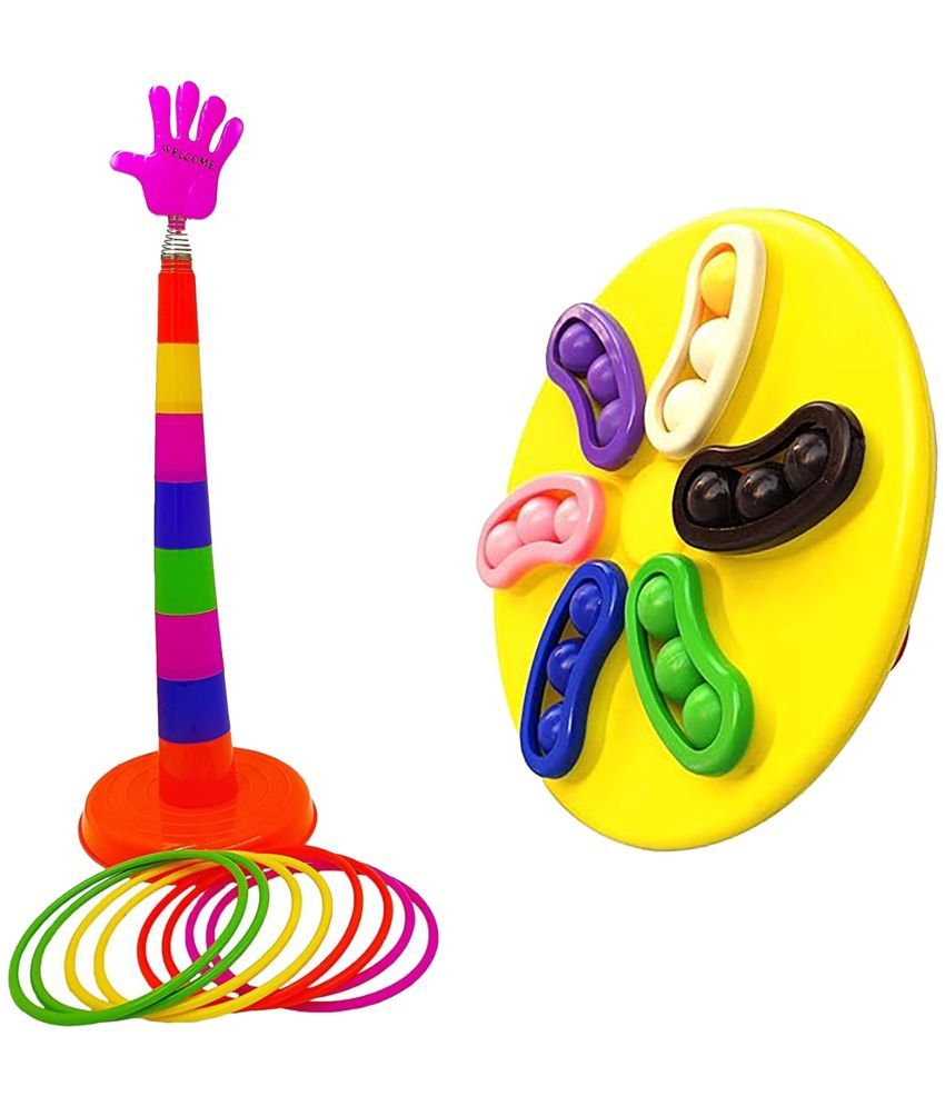     			RAINBOW RIDERS Combo Of 8 Ring Hoopla Ring Toss & Magic Spin Plastic Multicolor For Kids 3+ Years.