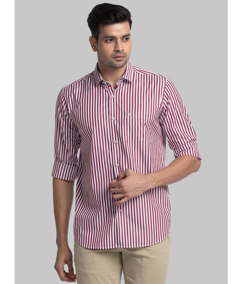     			Raymond Cotton Blend Regular Fit Striped Full Sleeves Men's Casual Shirt - Maroon ( Pack of 1 )