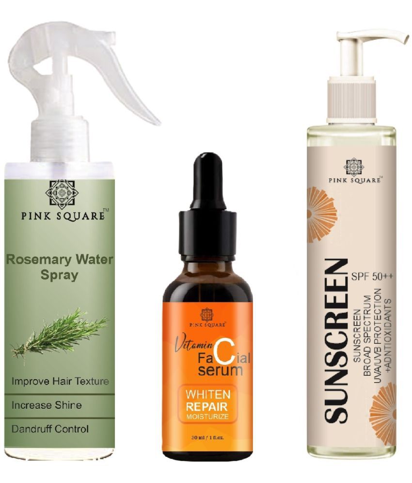     			Rosemary water Hair Spray for Hair Regrowth (100ml), Vitamin C Face Serum for Whiten Repair Moisturize (30ml) Sunscreen SPF 50 (100ml) Combo of 3