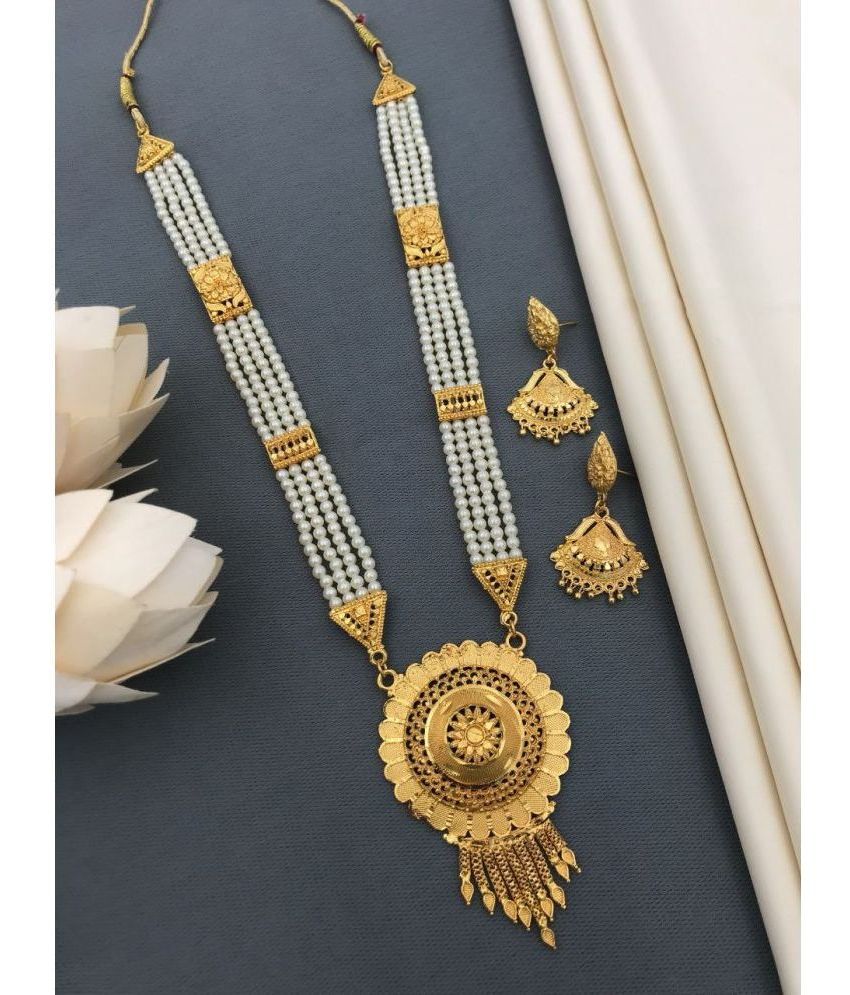     			Ruyu White Brass Necklace Set ( Pack of 1 )