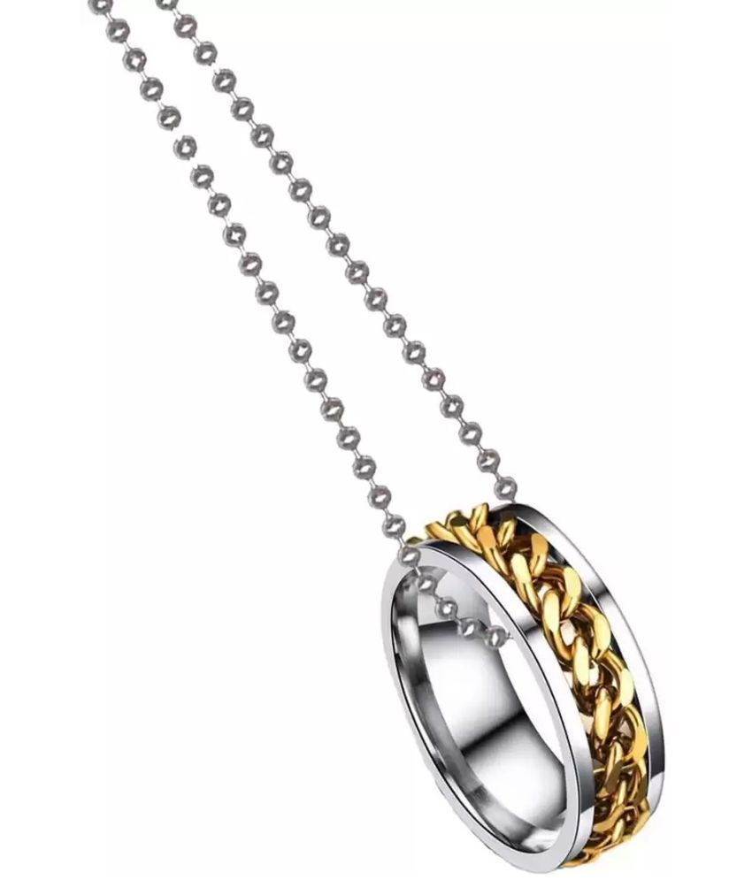     			Thrillz Limited Edition Exclusively Stainless Steel Silver Chain Ring Pendant Necklace For Men Boys