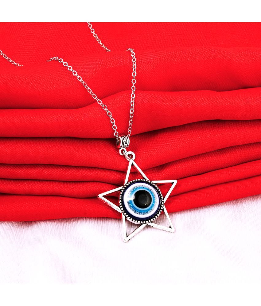     			Thrillz Stainless Steel Star Evil Eye Silver Locket Pendant