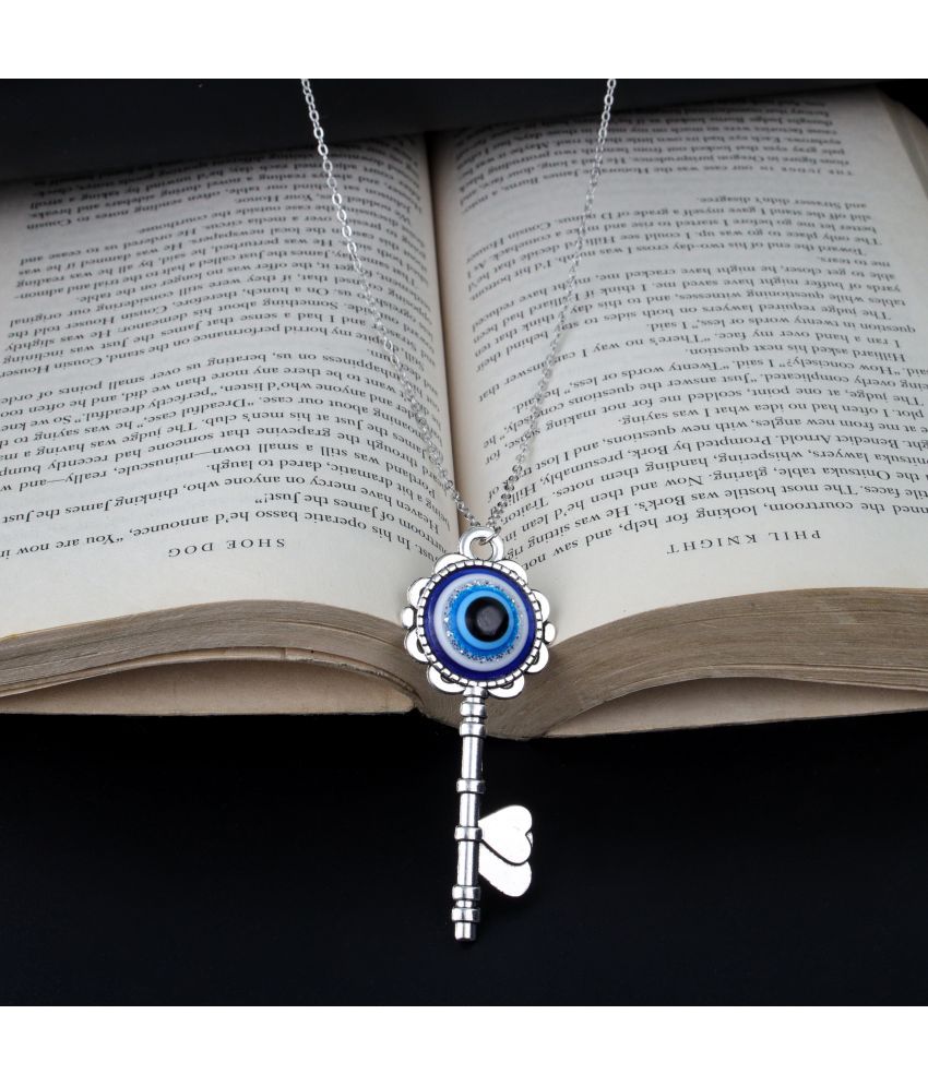     			Thrillz Stunning key Heart Evil Eye Silver Plated Chain Necklace For Girls Women Men Fashion Jewellery