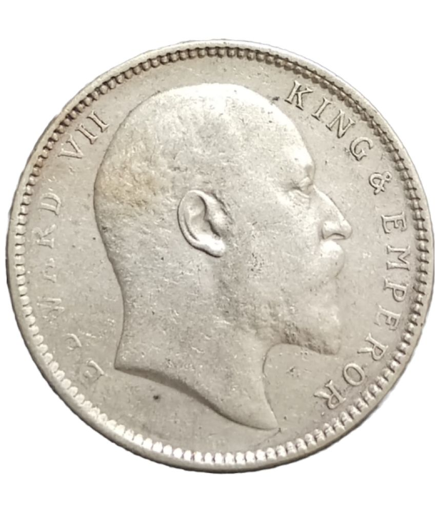     			Very Rare Silver 1907 One Rupee Edward VII British India Coin