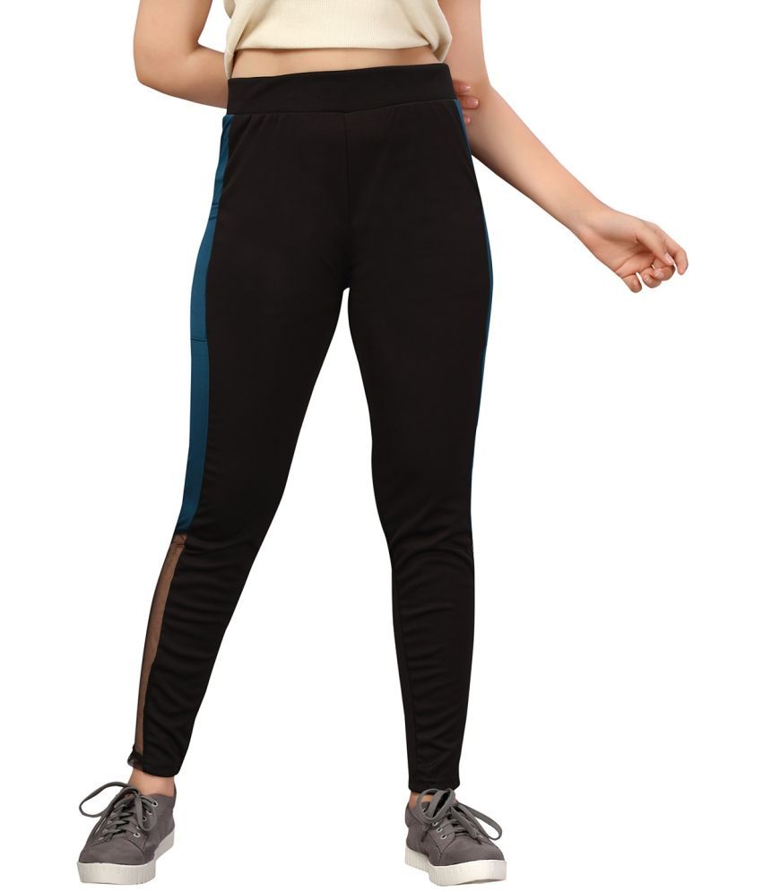     			Aarika Girls Black-Blue Colour Track Pant