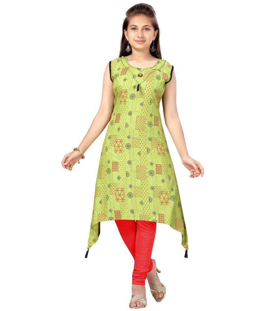     			Aarika Girls Cotton Kurti Legging Set ( Pack of 1 , Green )