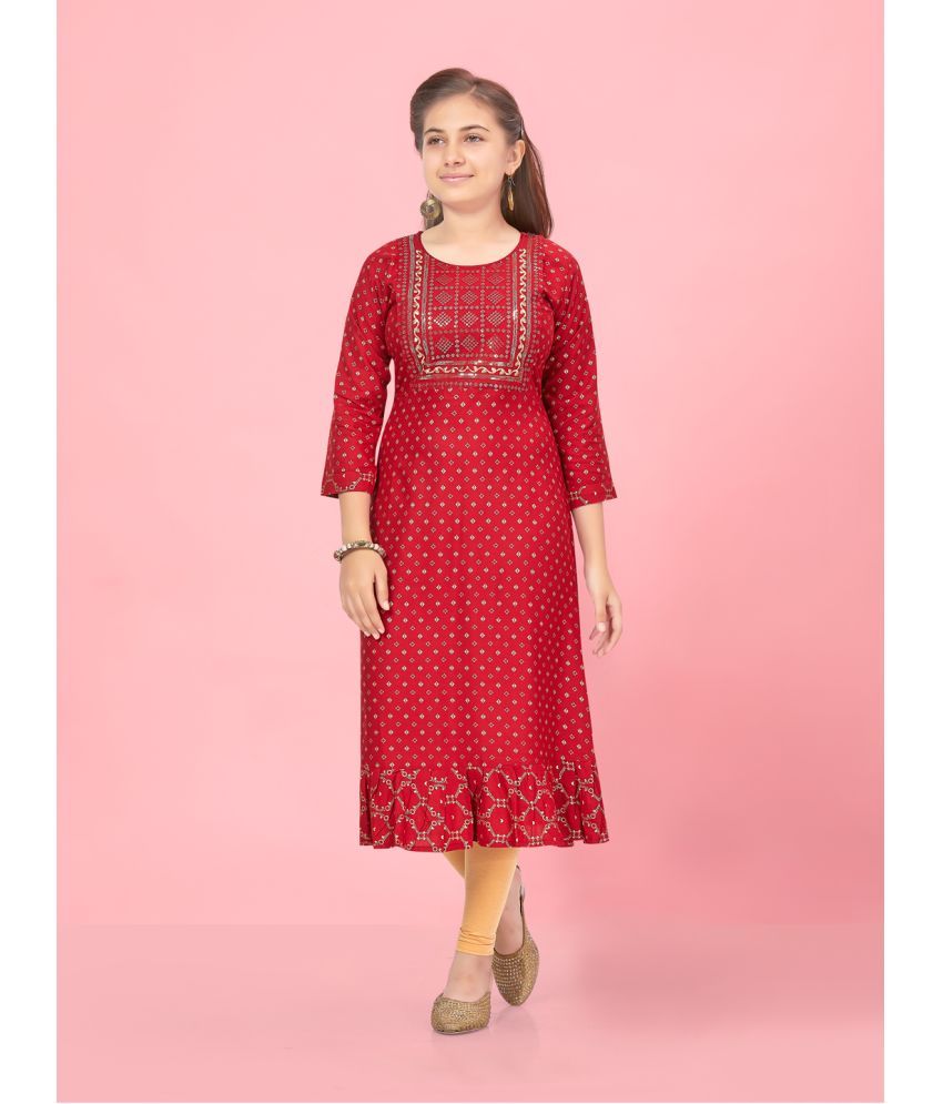     			Aarika Maroon Rayon Girls Kurti ( Pack of 1 )