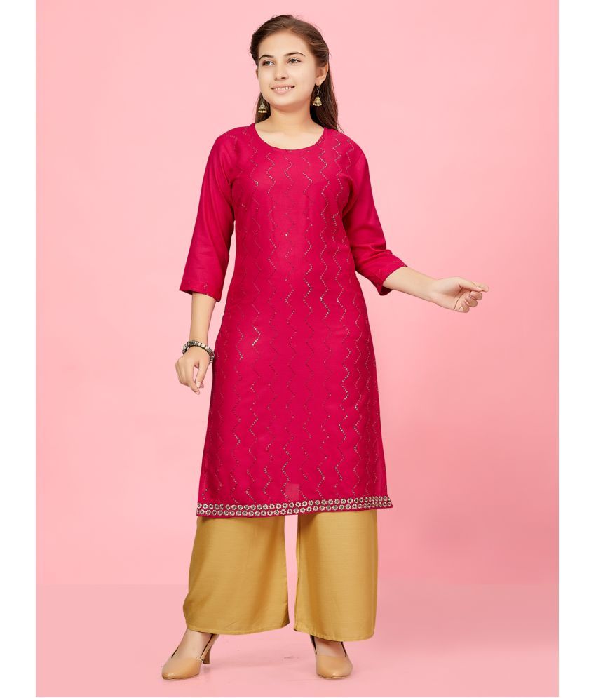     			Aarika Girls Cotton Kurta and Trousers Set ( Pack of 1 , Pink )