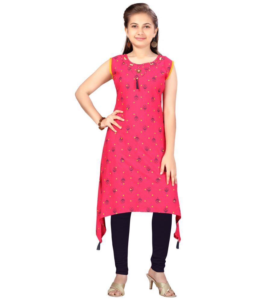     			Aarika Girls Cotton Kurti Legging Set ( Pack of 1 , Pink )