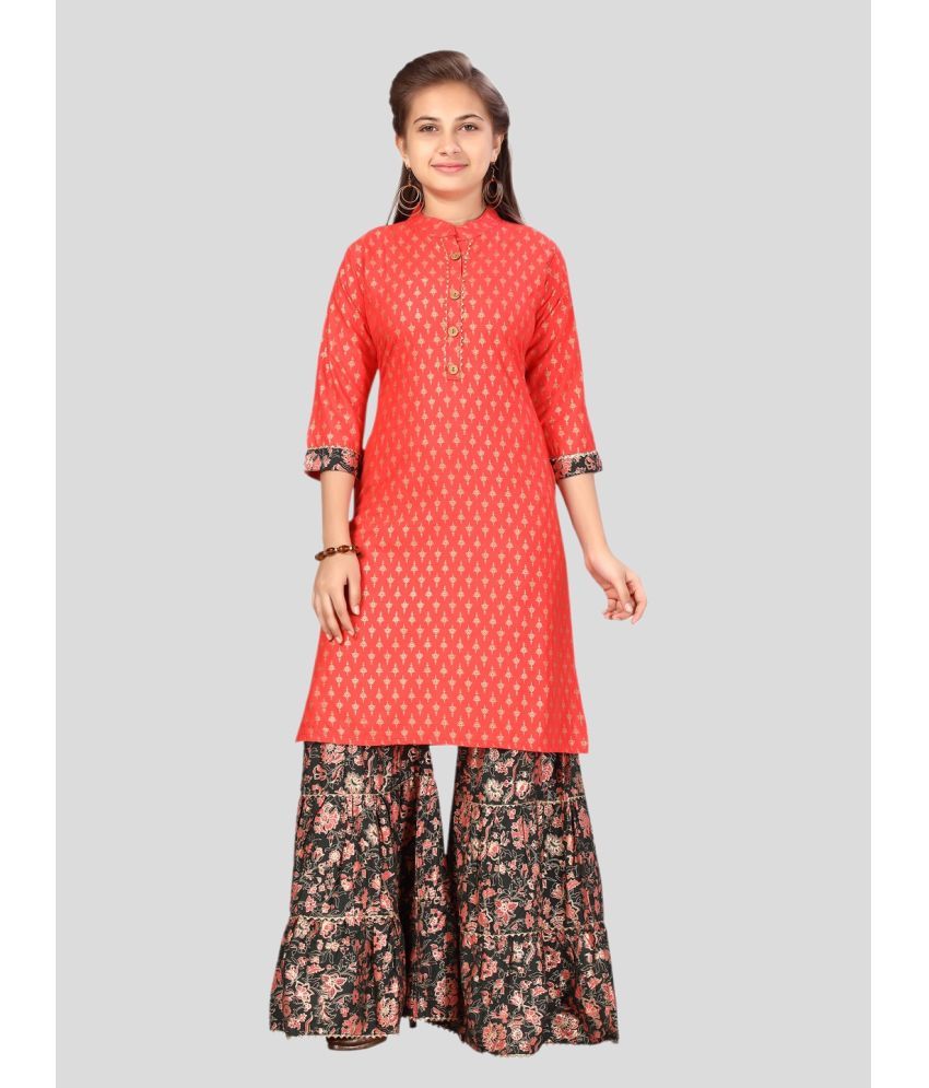     			Aarika Girls Cotton Kurta and Sharara Set ( Pack of 1 , Red )