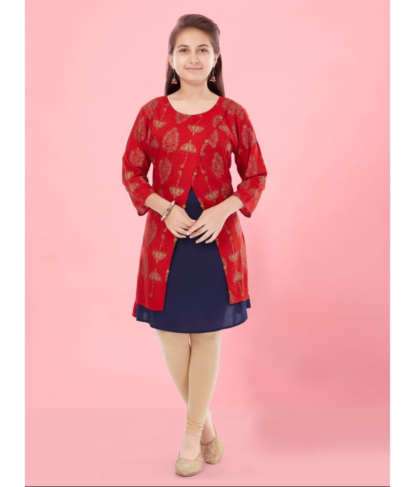     			Aarika Red Cotton Girls Kurti ( Pack of 1 )