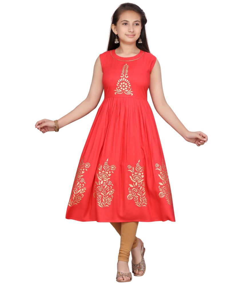     			Aarika Girls Cotton Kurti ( Pack of 1 , Red )