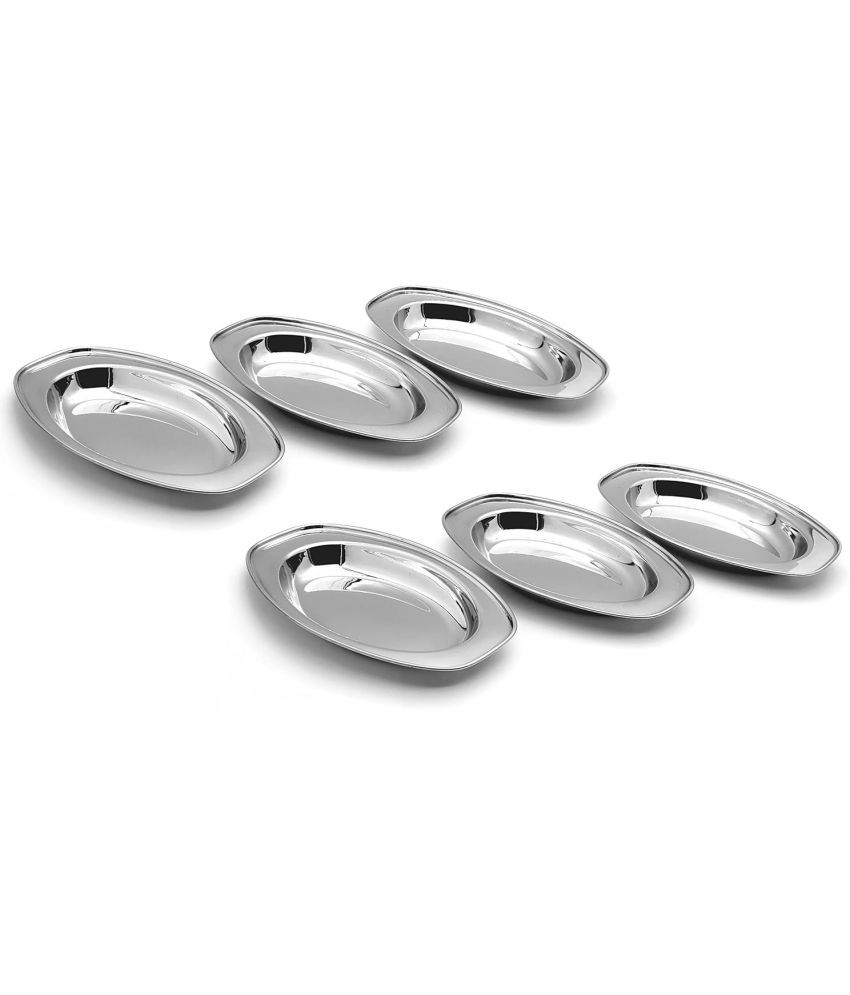     			Dynore 6 Pcs Stainless Steel Silver Rice Plate