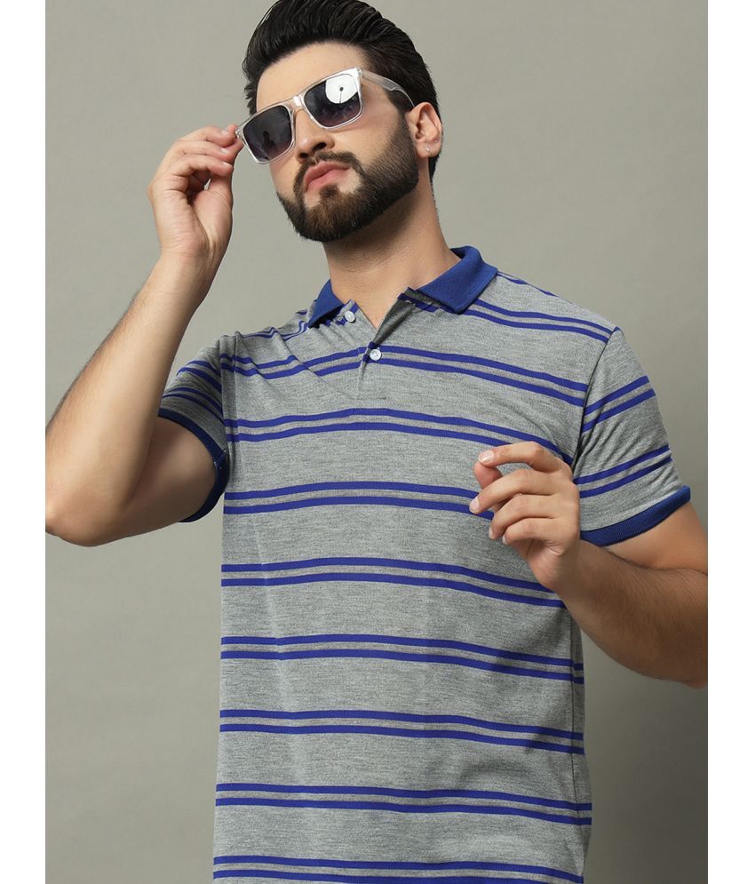     			GET GOLF Pack of 1 Cotton Blend Regular Fit Striped Half Sleeves Men's Polo T Shirt ( Grey )