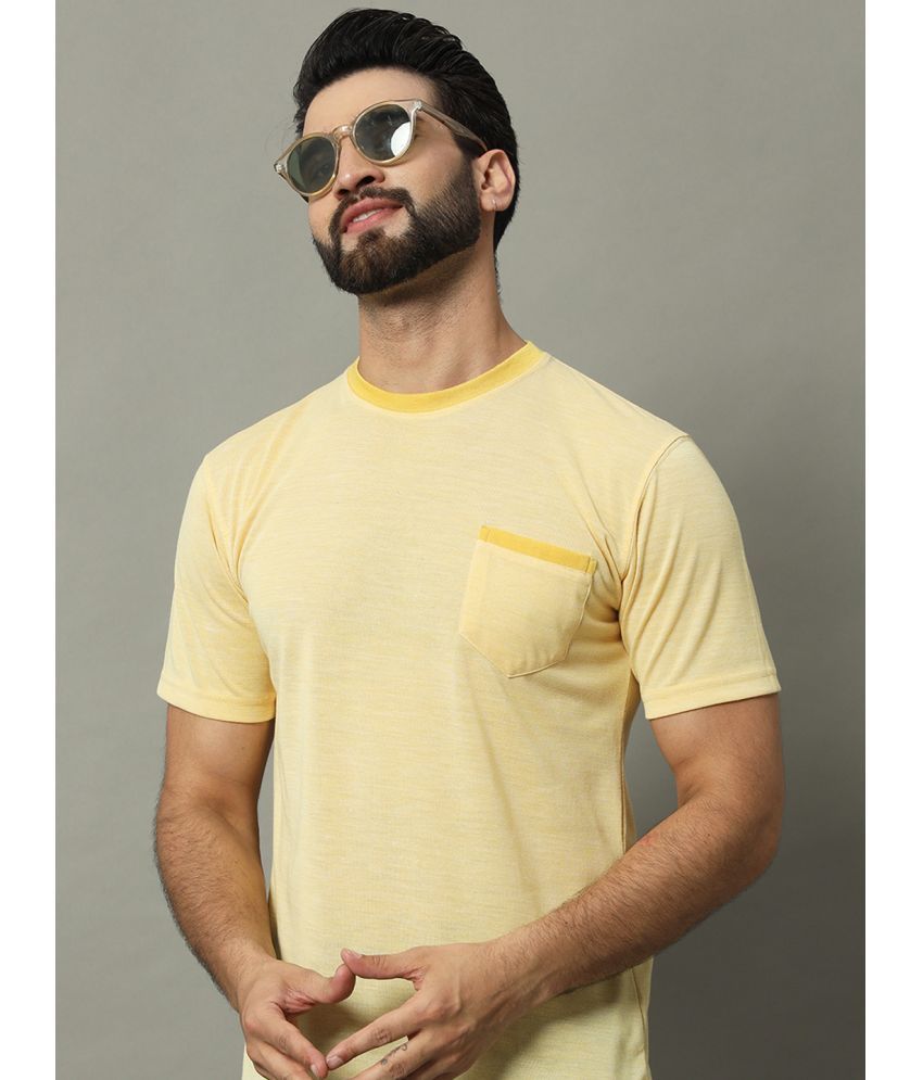     			GET GOLF Cotton Blend Regular Fit Self Design Half Sleeves Men's T-Shirt - Yellow ( Pack of 1 )