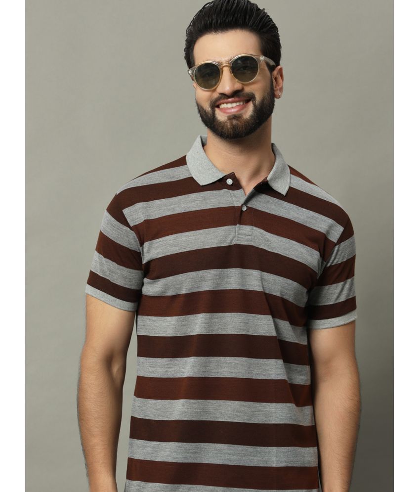     			GET GOLF Cotton Blend Regular Fit Striped Half Sleeves Men's Polo T Shirt - Grey ( Pack of 1 )