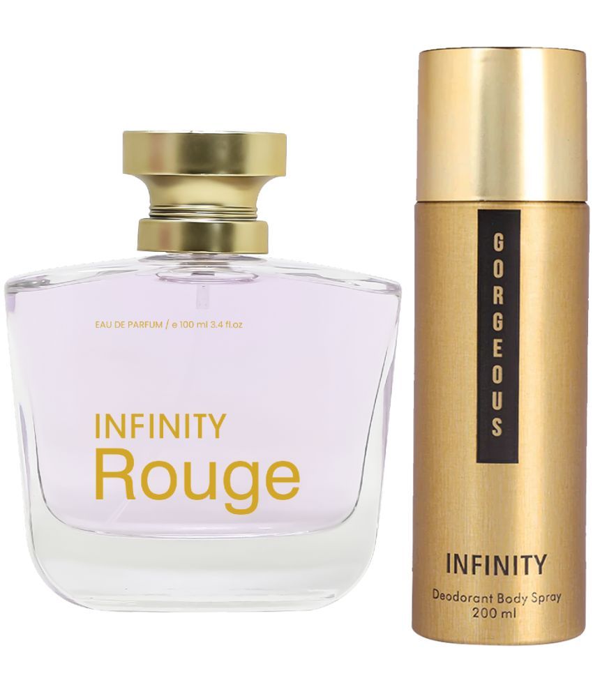     			Infinity Rouge 100ML EDP Long Lasting Perfume &  Gorgeous 200ML Deodorant Body Spray Gift Set Pack of 2