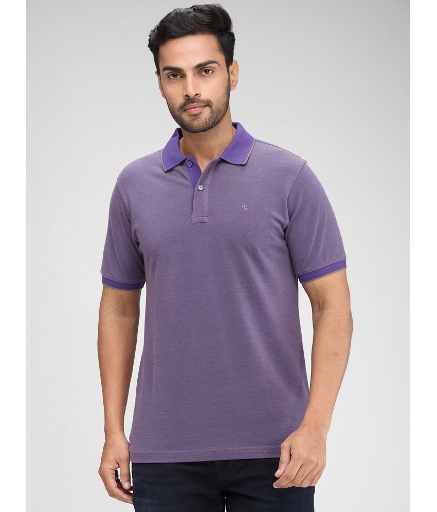     			Raymond Cotton Slim Fit Solid Half Sleeves Men's Polo T Shirt - Purple ( Pack of 1 )