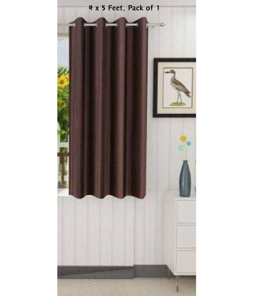     			SWIZIER Solid Semi-Transparent Eyelet Curtain 5 ft ( Pack of 1 ) - Brown