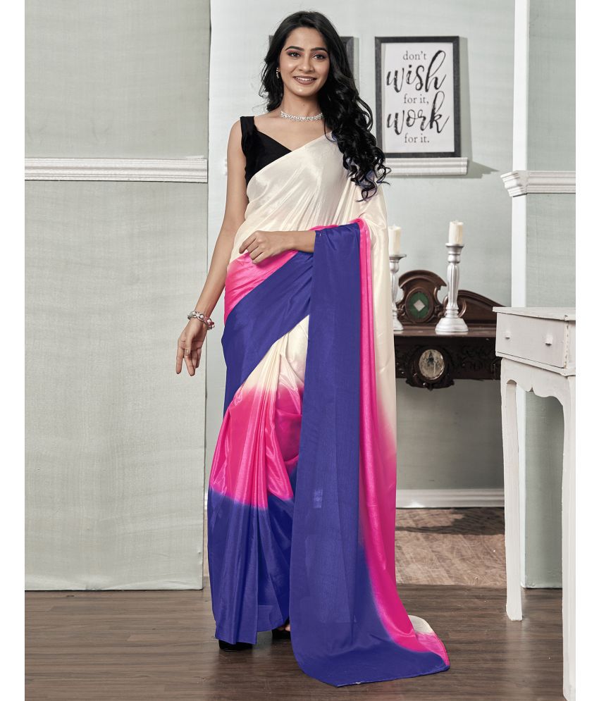     			Satrani Chiffon Solid Saree With Blouse Piece - Pink ( Pack of 1 )