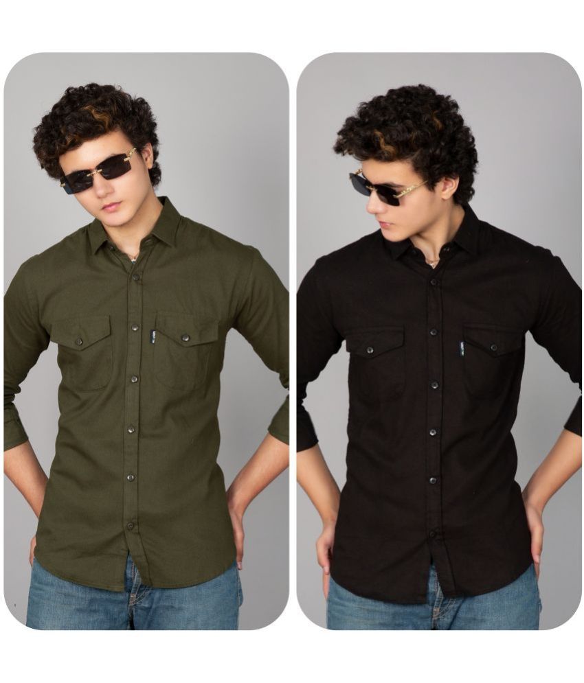     			TOROLY 100% Cotton Slim Fit Solids Full Sleeves Men's Casual Shirt - Multicolor ( Pack of 2 )