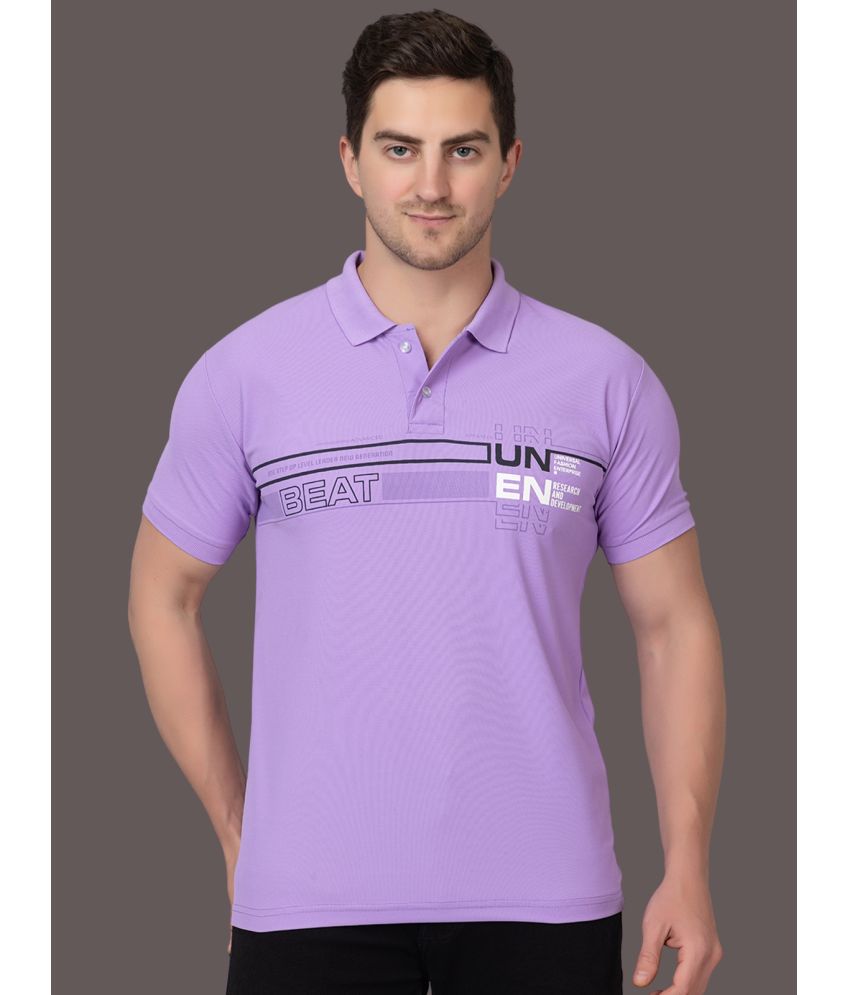     			Zeffit Polyester Regular Fit Printed Half Sleeves Men's Polo T Shirt - Purple ( Pack of 1 )
