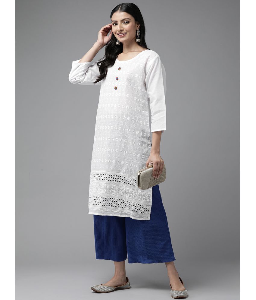     			Aarika Cotton Embroidered Straight Women's Kurti - White ( Pack of 1 )