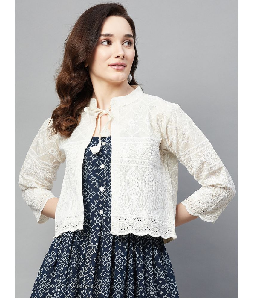     			Aarika - Cotton Off White Ethnic Jacket