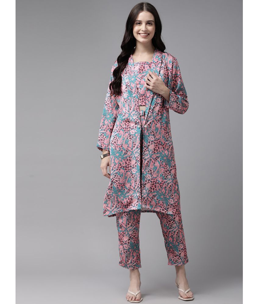     			Aarika Pink Printed 3 Piece Set