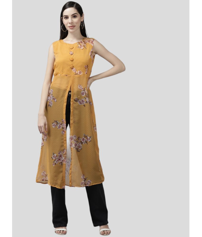     			Aarika Yellow Georgette Women's Tunic ( Pack of 1 )