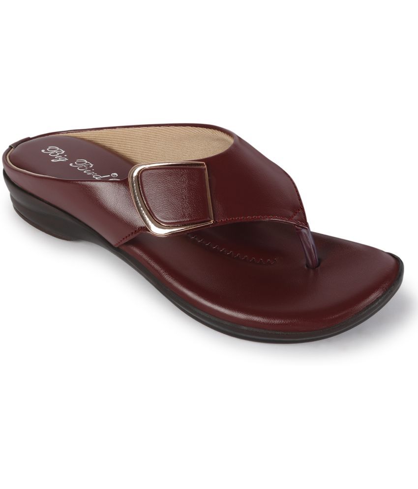     			BIG BIRD Maroon Women's Flats