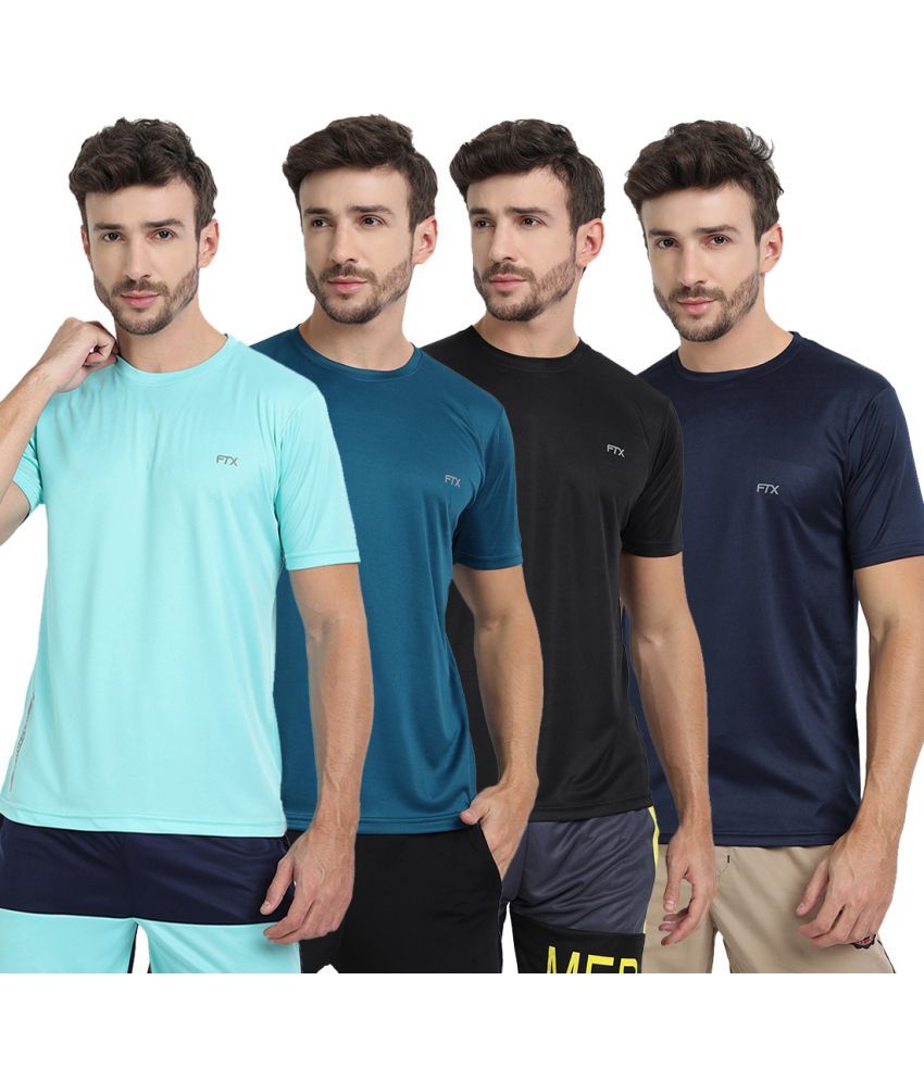     			FTX Polyester Regular Fit Solid Half Sleeves Men's T-Shirt - Multicolor ( Pack of 4 )