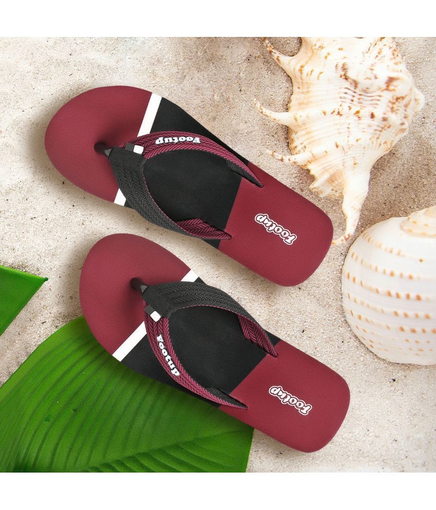     			Footup Maroon Men's Thong Flip Flop