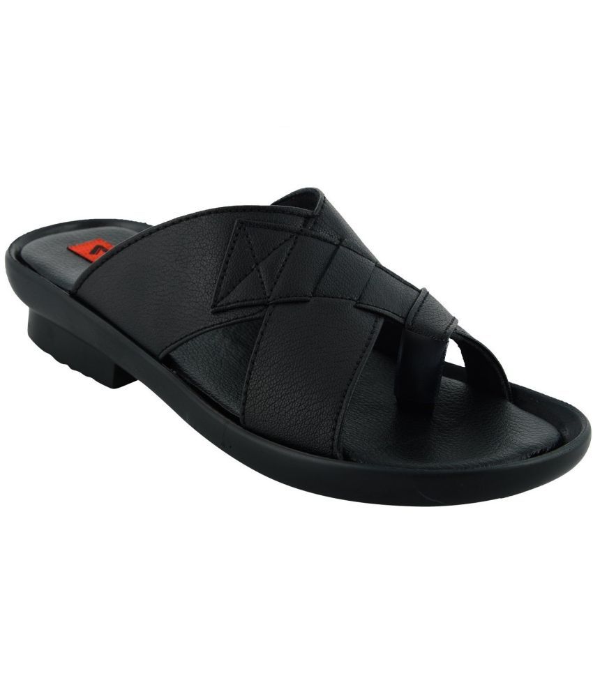     			Lavista Black Men's Leather Slipper