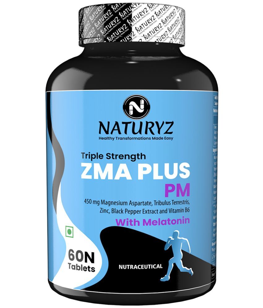     			Naturyz Triple Strength Zma Plus Pm Zinc Supplement With Melatonin For Muscle Recovery , 60 Tablets