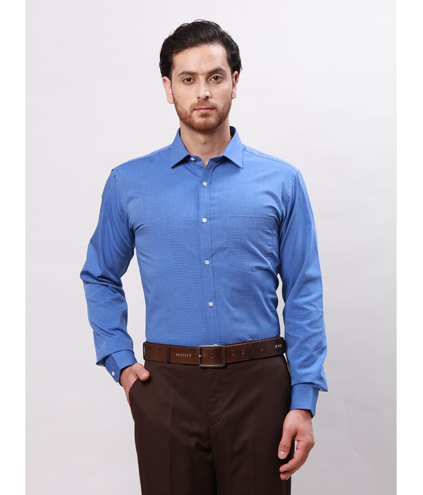     			Park Avenue Cotton Blend Slim Fit Full Sleeves Men's Formal Shirt - Blue ( Pack of 1 )