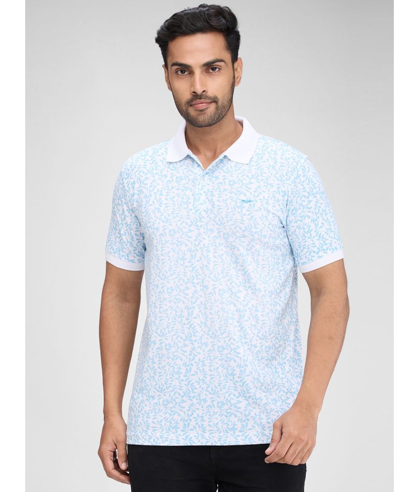     			Park Avenue Cotton Blend Slim Fit Printed Half Sleeves Men's Polo T Shirt - Blue ( Pack of 1 )