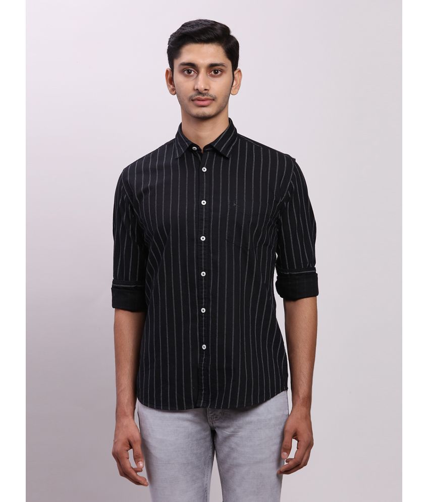     			Parx 100% Cotton Slim Fit Striped Full Sleeves Men's Casual Shirt - Black ( Pack of 1 )