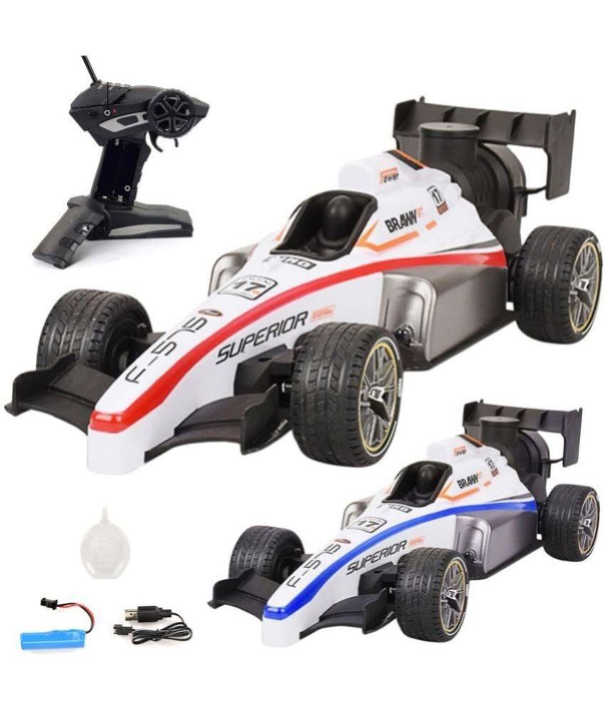    			RAINBOW RIDERS High Speed RC Car Remote Control 2WD F1 Car for Boys Smoke Spray Remote Car for Kids 5+ Years Scale 1:14 Big Formula Car with Light & Rechargeable