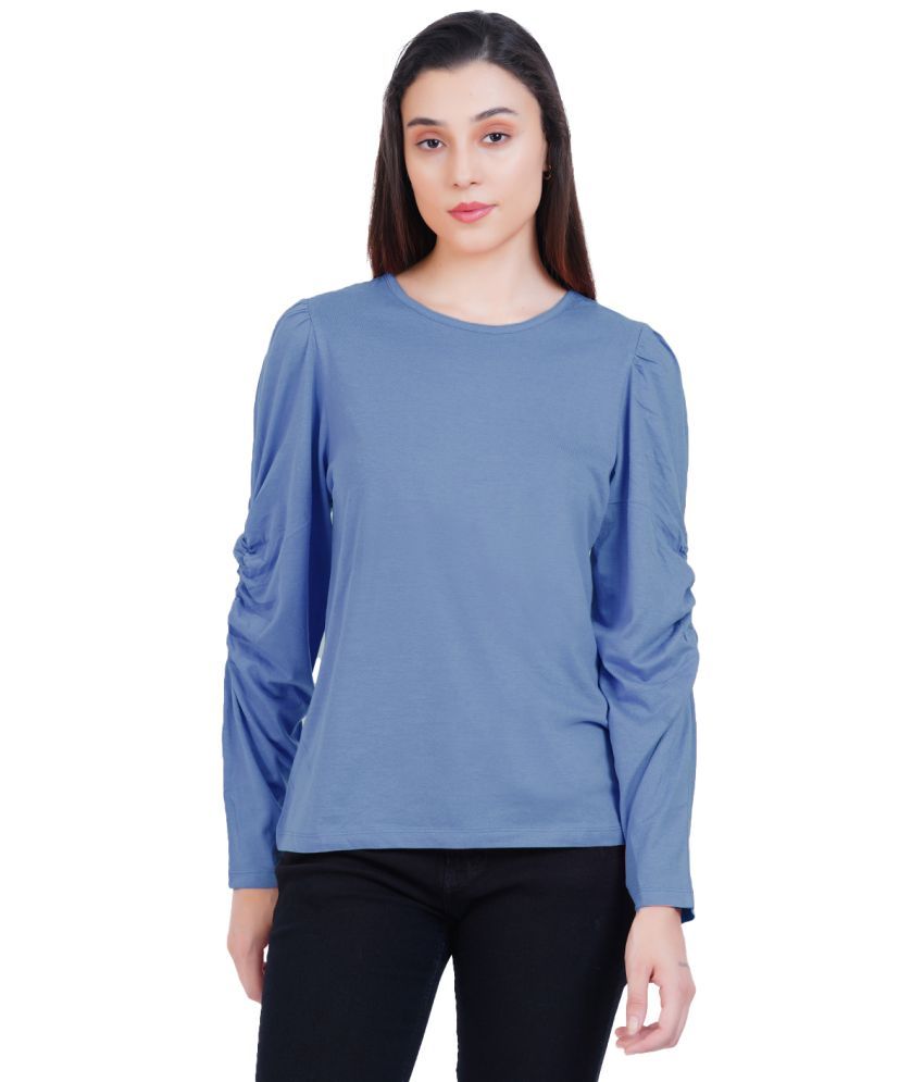     			Rad Prix Light Blue Cotton Blend Women's Regular Top ( Pack of 1 )