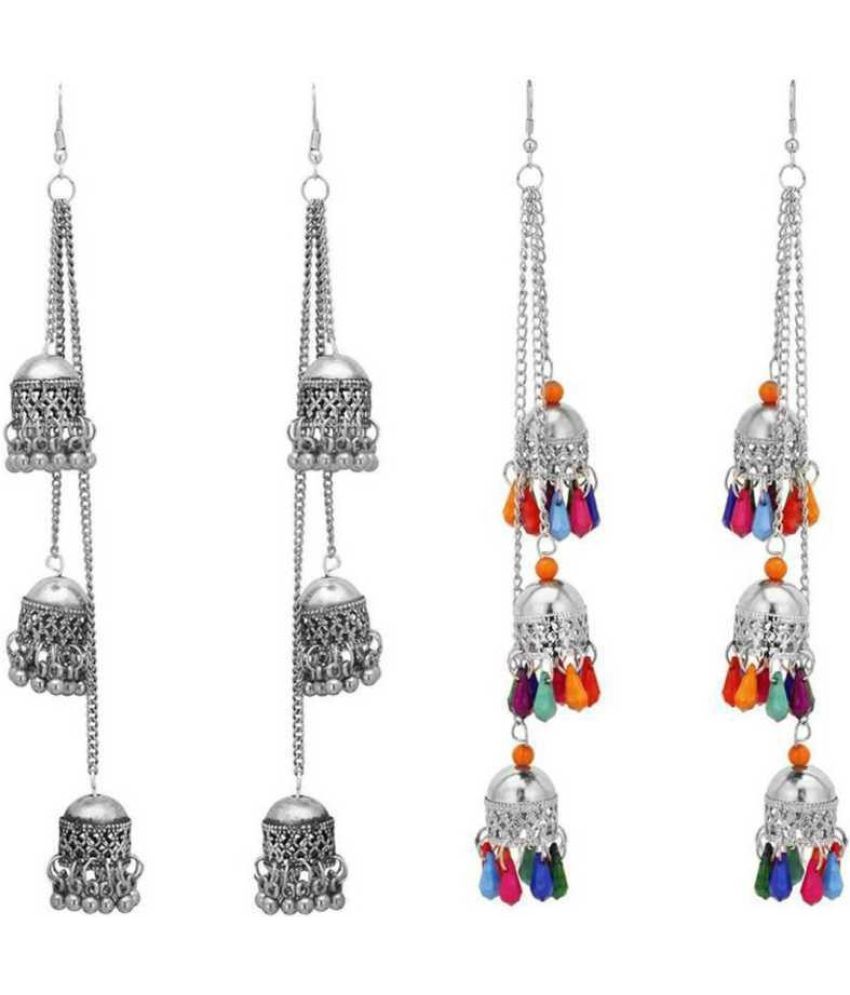     			Samridhi DC Silver Jhumki Earrings ( Pack of 2 )